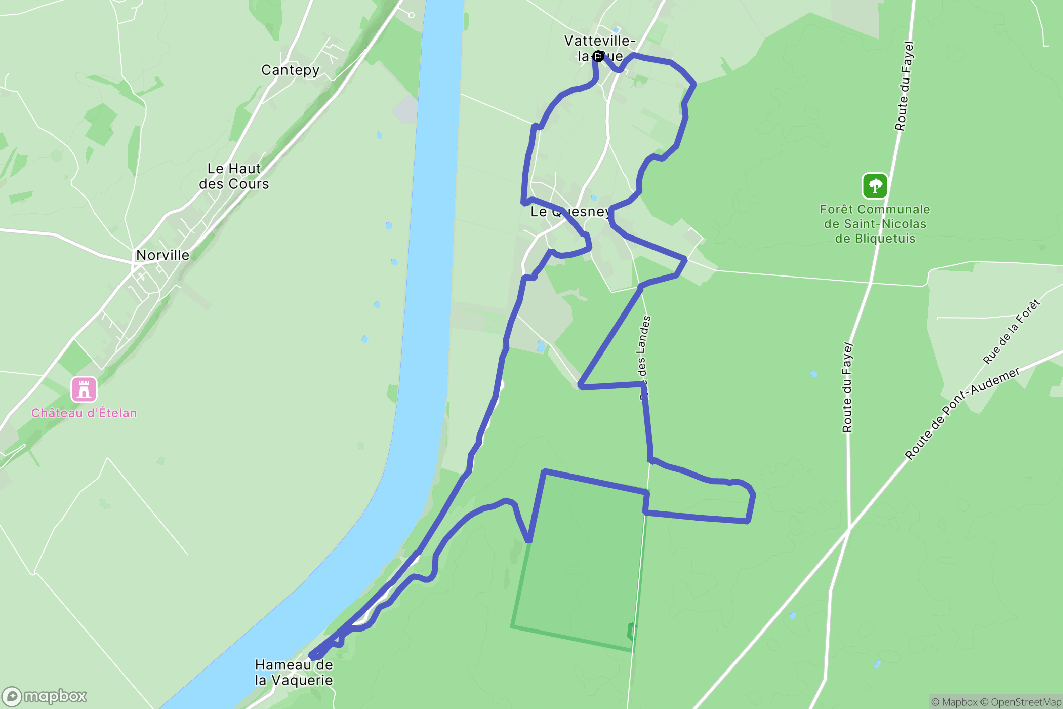 Vatteville-la-Rue : carte du parcours de randonnée - France