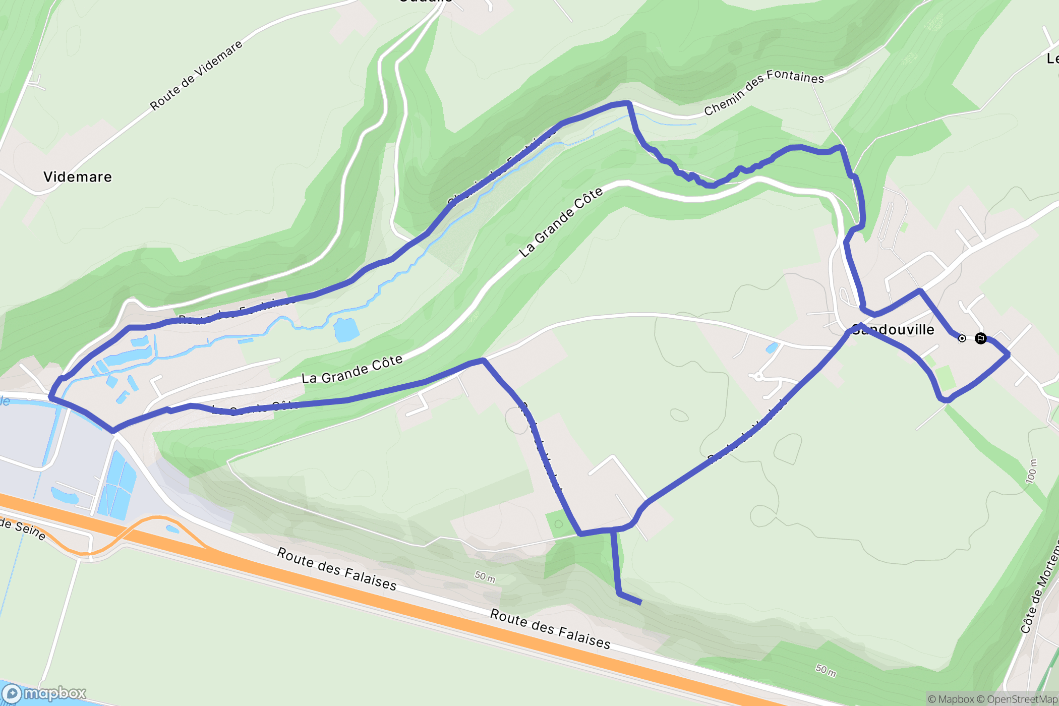Sandouville : carte du parcours de randonnée - France