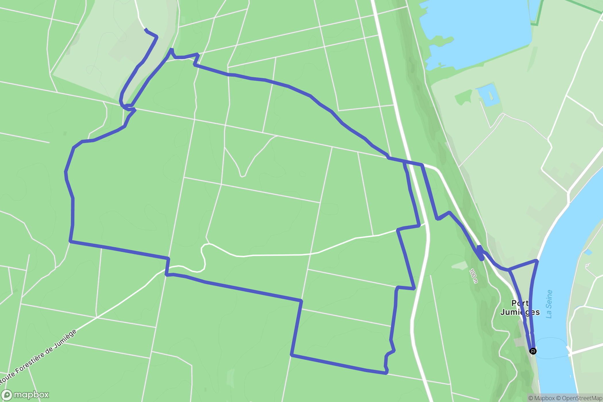 Jumièges : carte du parcours de randonnée - France