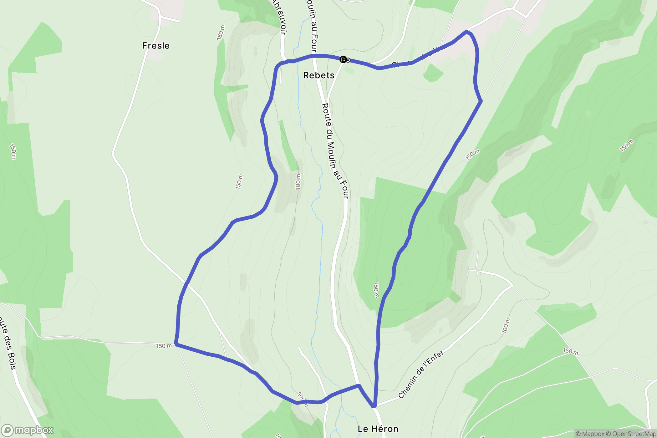Rebets : carte du parcours de randonnée - France