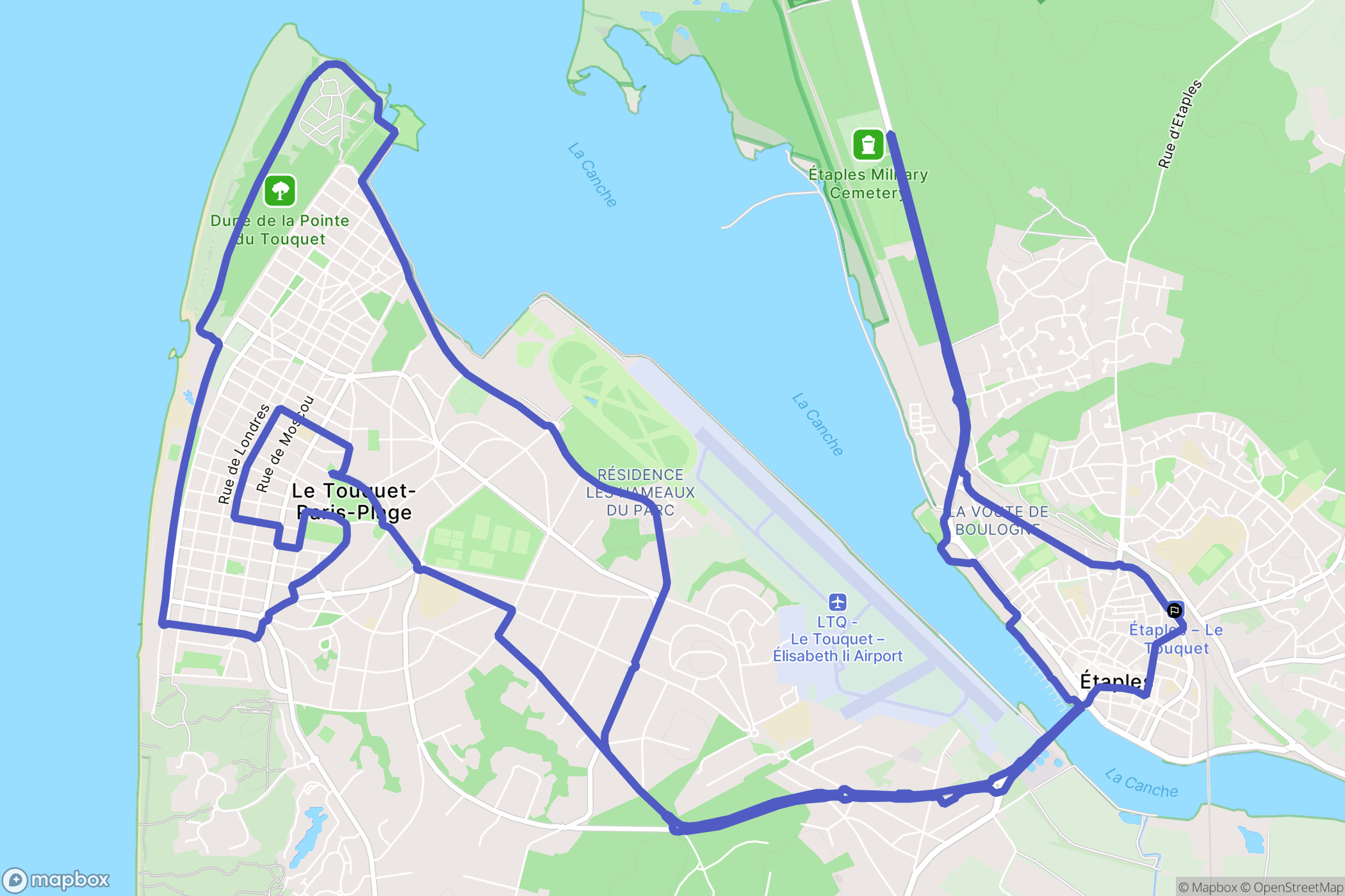 Étaples : carte du parcours de randonnée - France