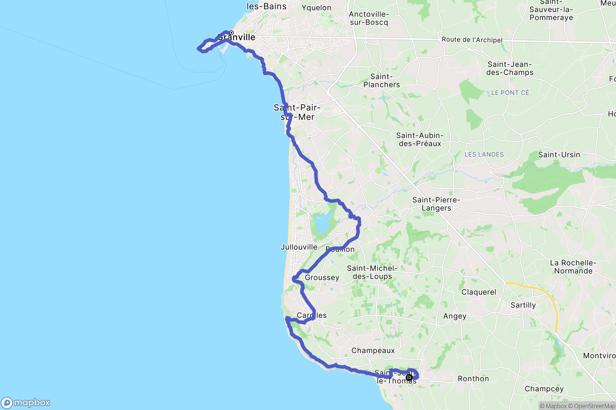 Granville : carte du parcours de randonnée - France
