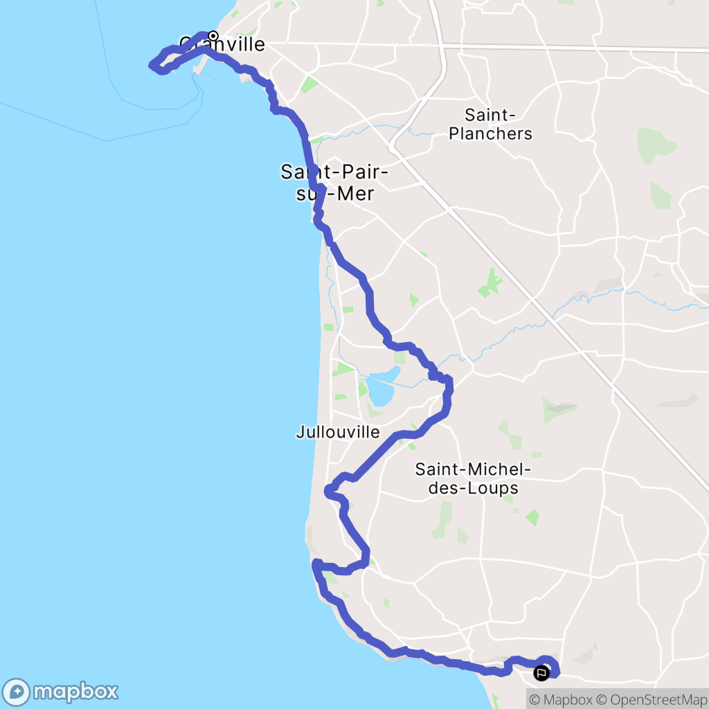 Granville : carte du parcours de randonnée - France