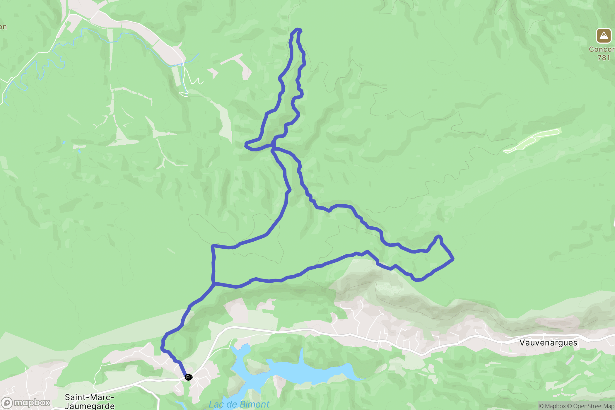 Saint-Marc-Jaumegarde : carte du parcours de randonnée - France