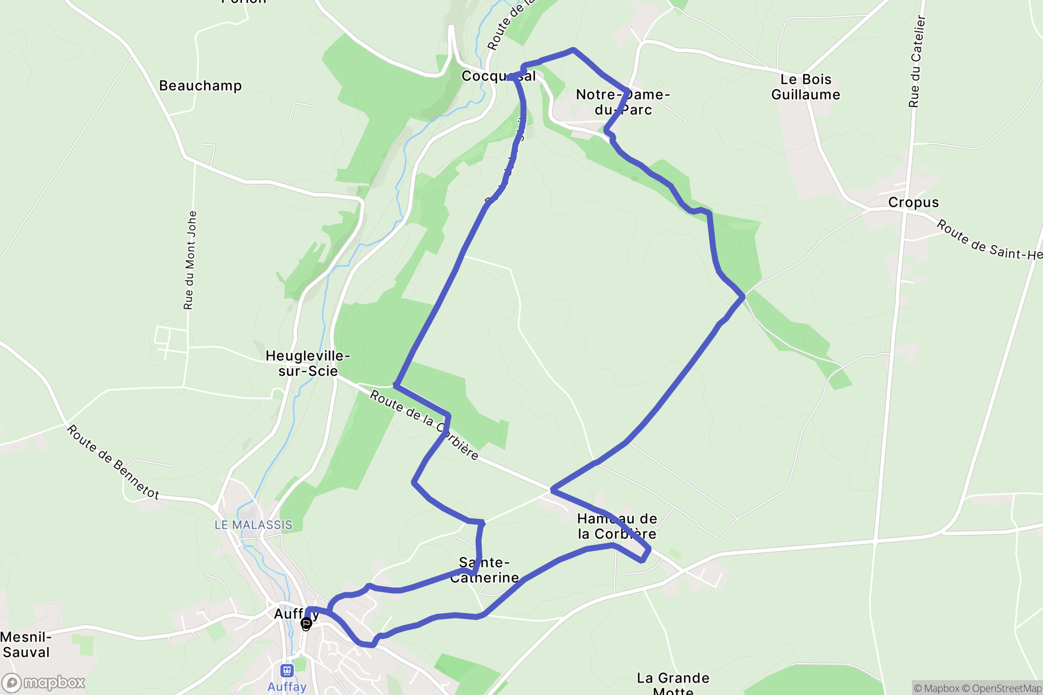 Val-de-Scie (Auffay) : carte du parcours de randonnée - France