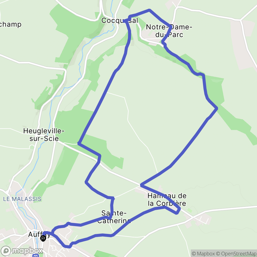 Val-de-Scie (Auffay) : carte du parcours de randonnée - France