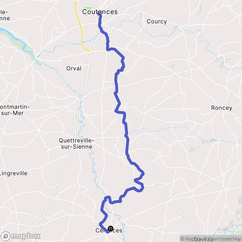Coutances : carte du parcours de randonnée - France