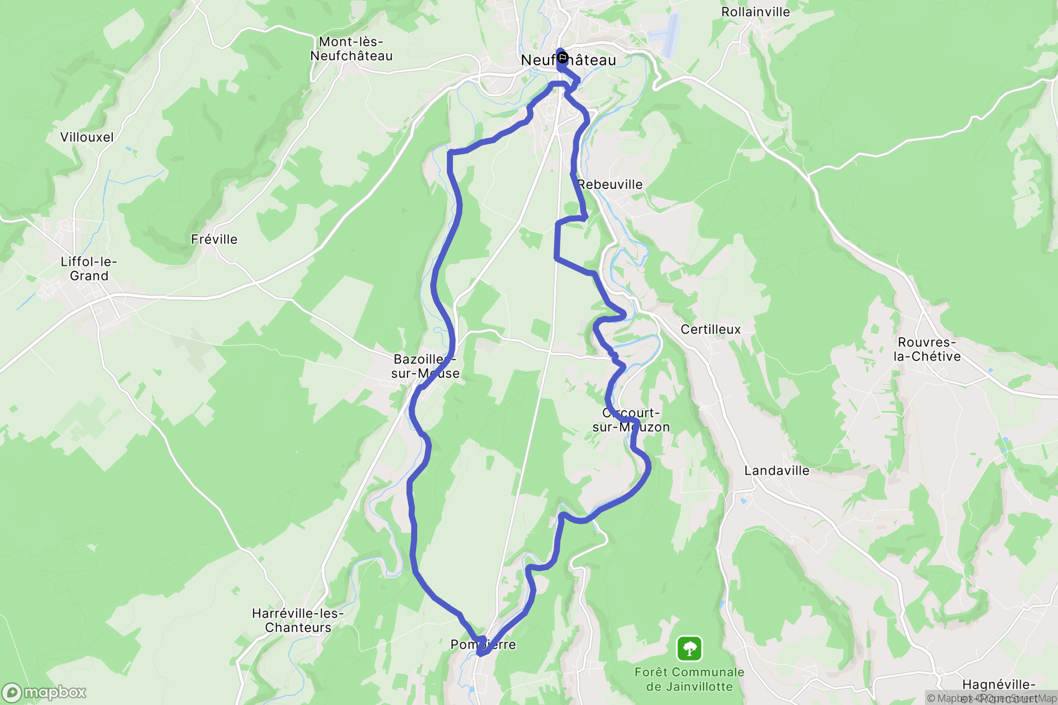 Neufchâteau : carte du parcours de randonnée - France