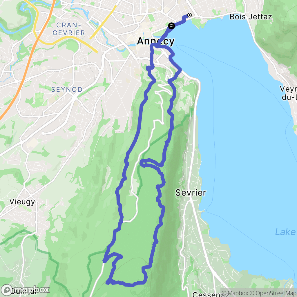 Annecy : carte du parcours de randonnée - France