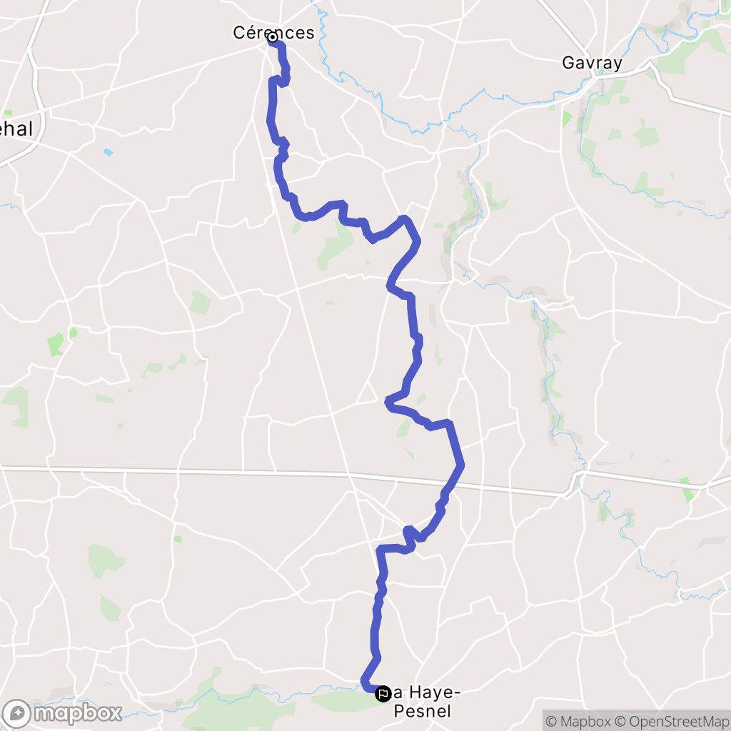Cérences : carte du parcours de randonnée - France