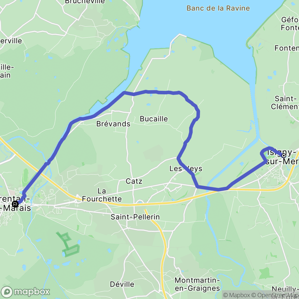 Isigny-sur-Mer : carte du parcours de randonnée - France