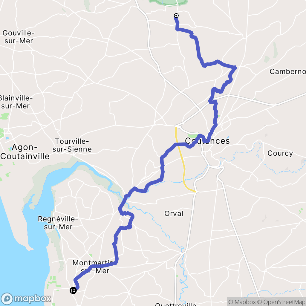 Saint-Sauveur-Villages (Ancteville) : carte du parcours de randonnée - France