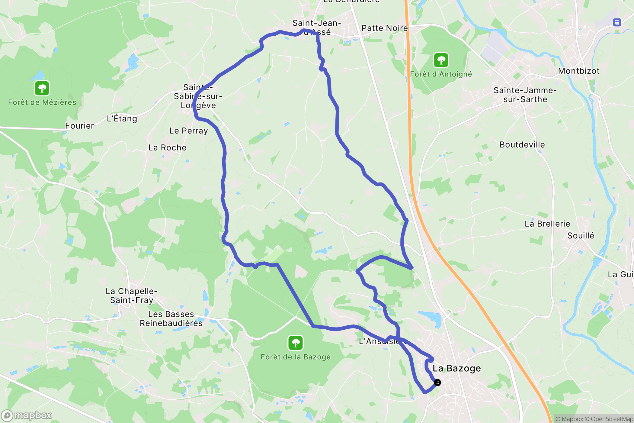 La Bazoge : carte du parcours de randonnée - France