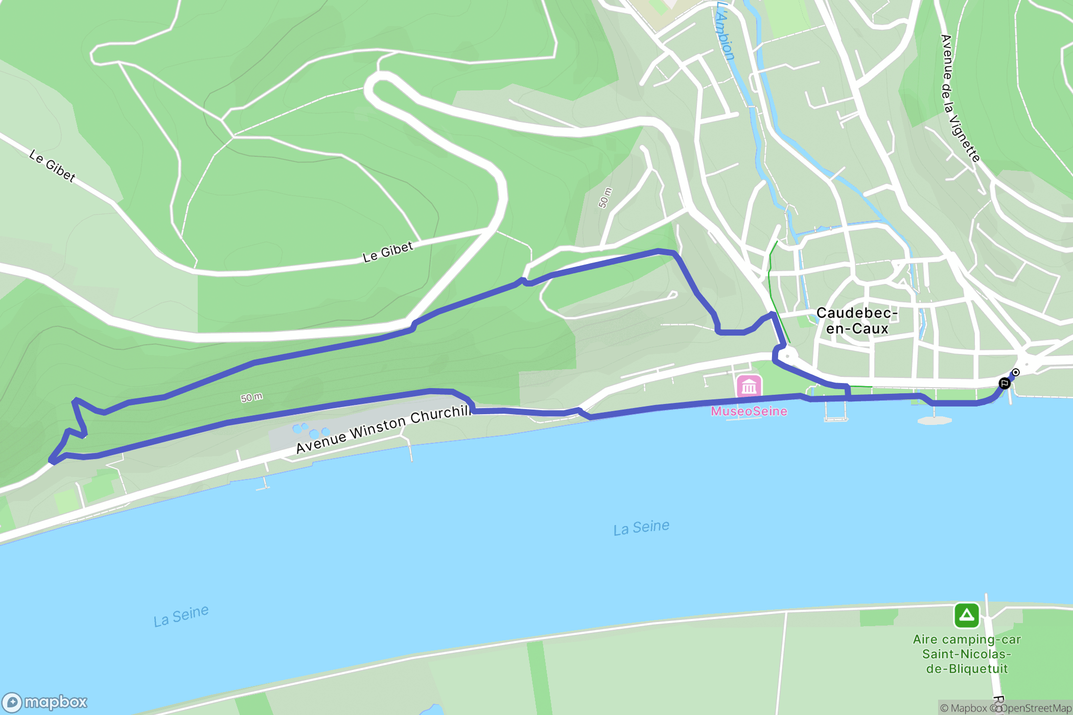 Caudebec-en-Caux : carte du parcours de randonnée - France