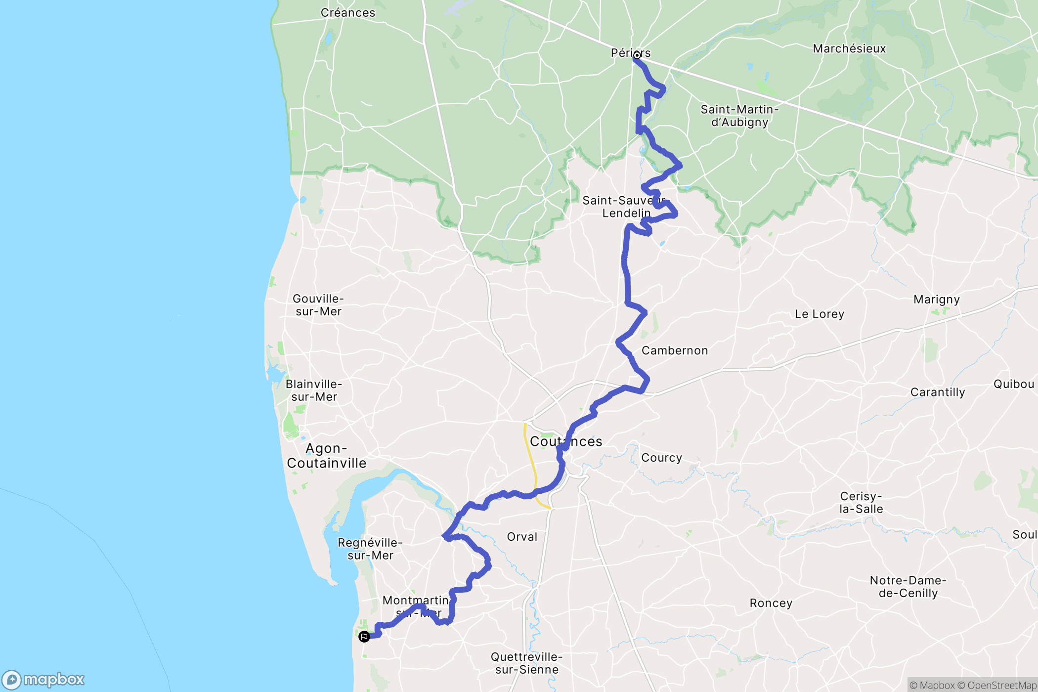 Périers : carte du parcours de randonnée - France