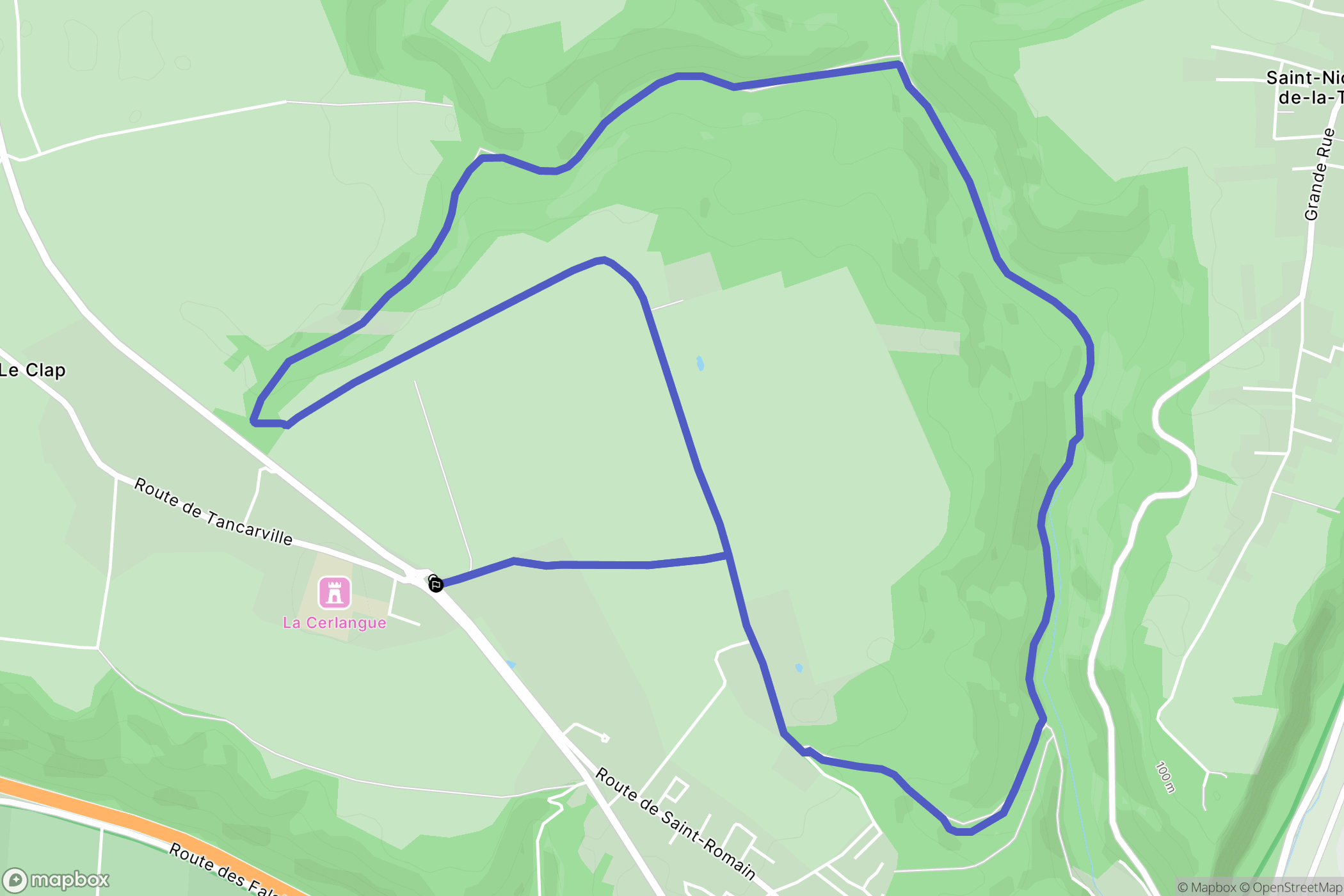 La Cerlangue : carte du parcours de randonnée - France