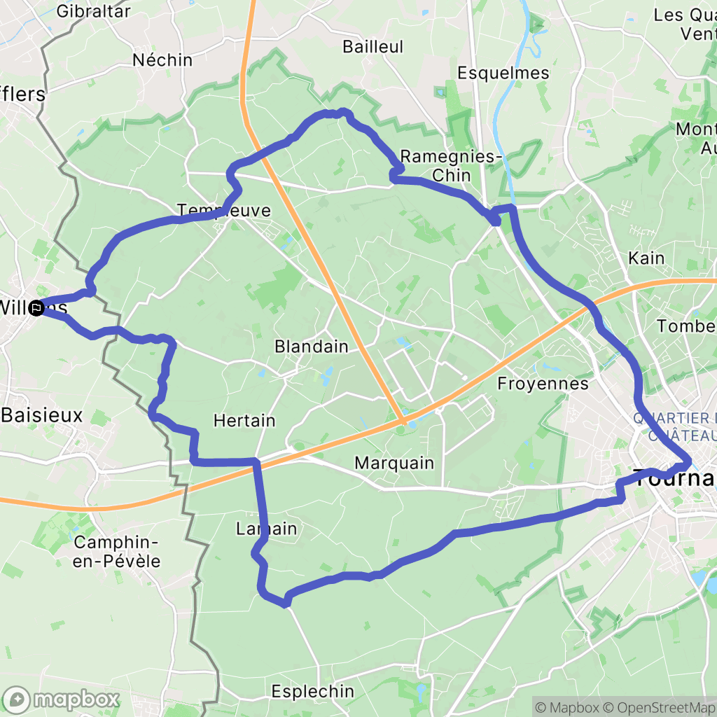 Willems : carte du parcours de randonnée - France