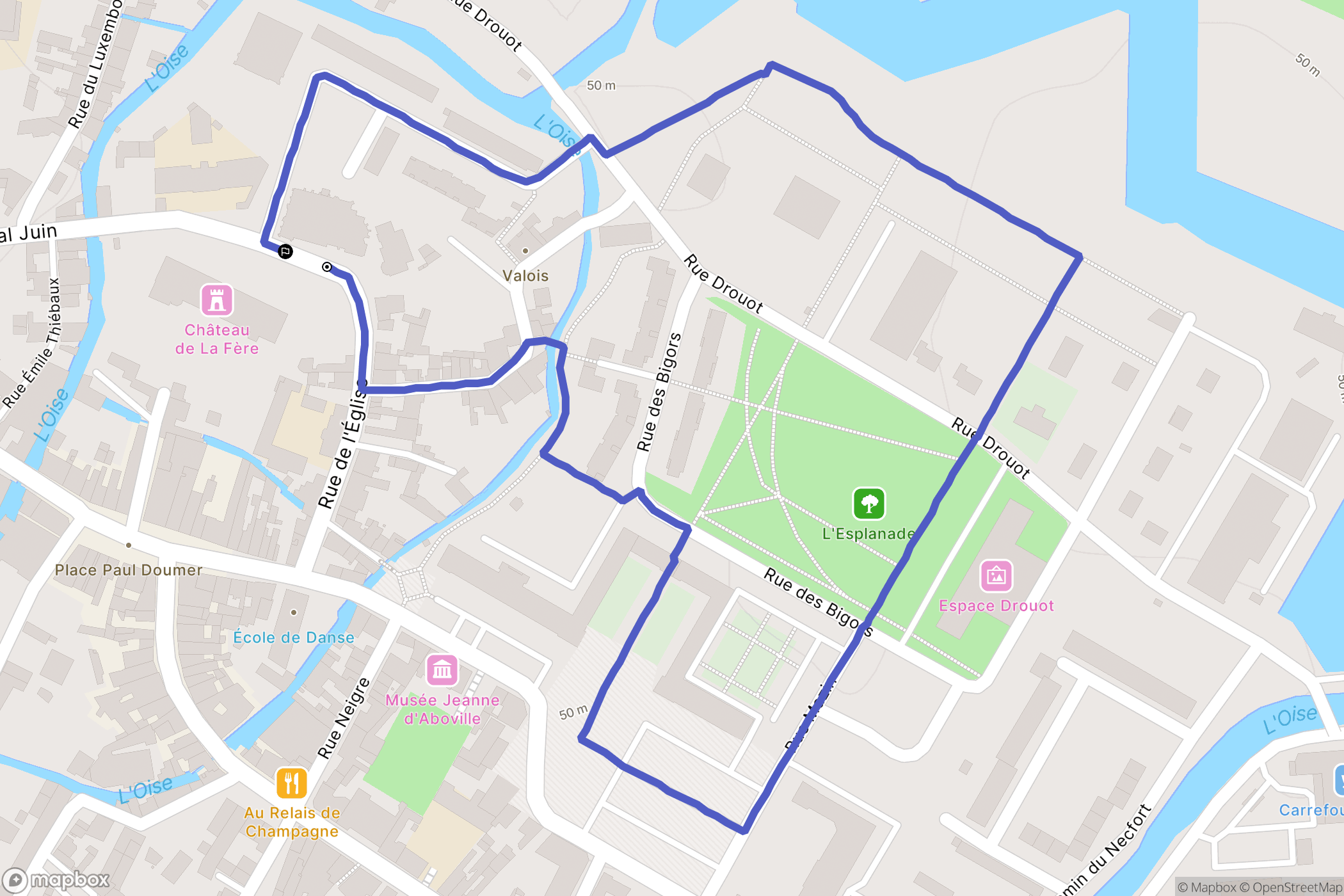 La Fère : carte du parcours de randonnée - France