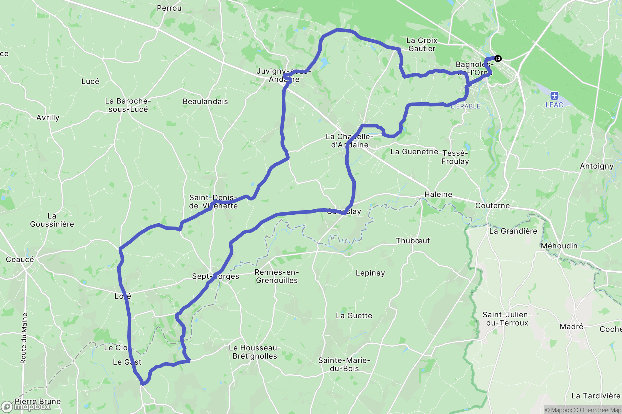 Bagnoles-de-l'Orne : carte du parcours de randonnée - France