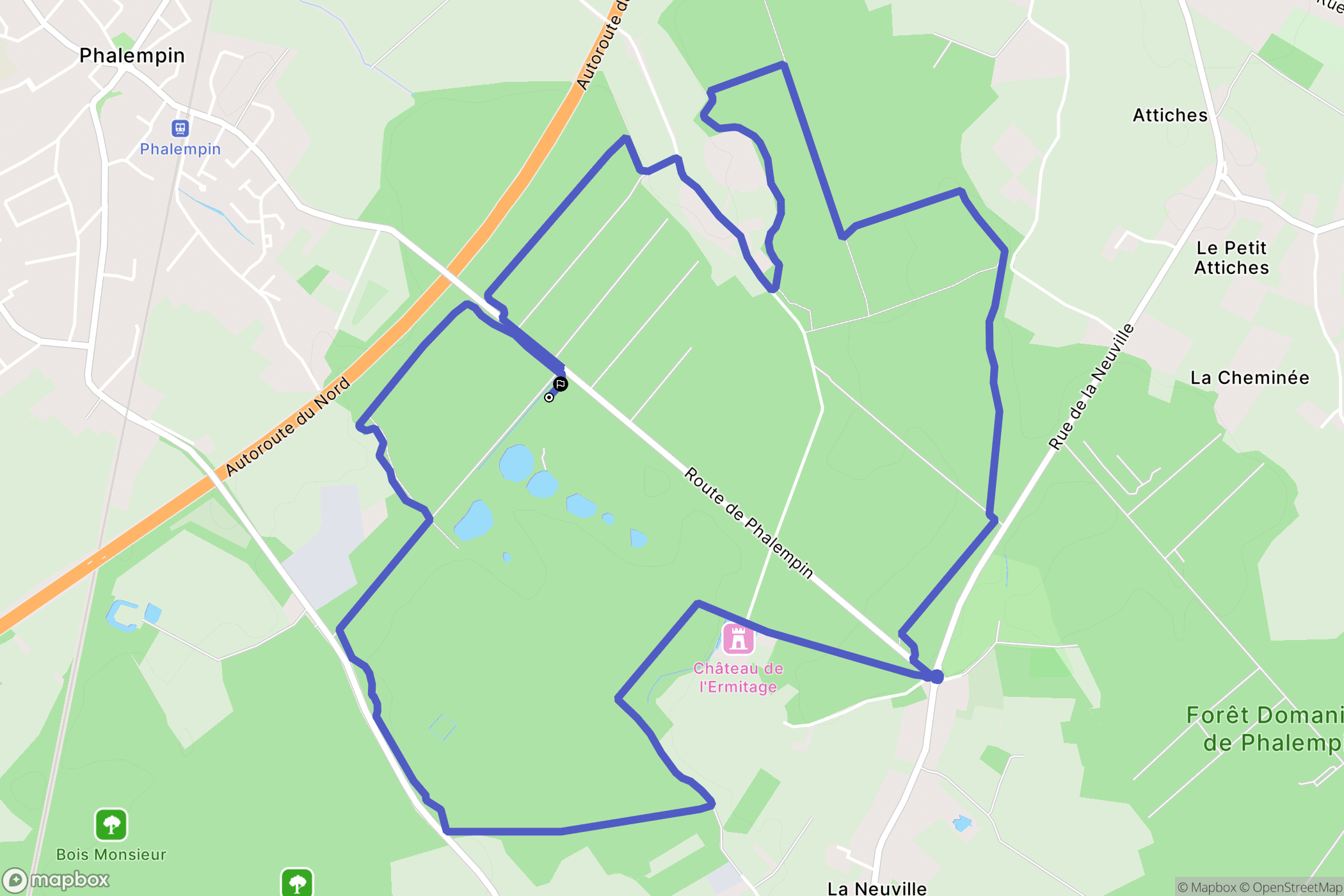 Phalempin : carte du parcours de randonnée - France