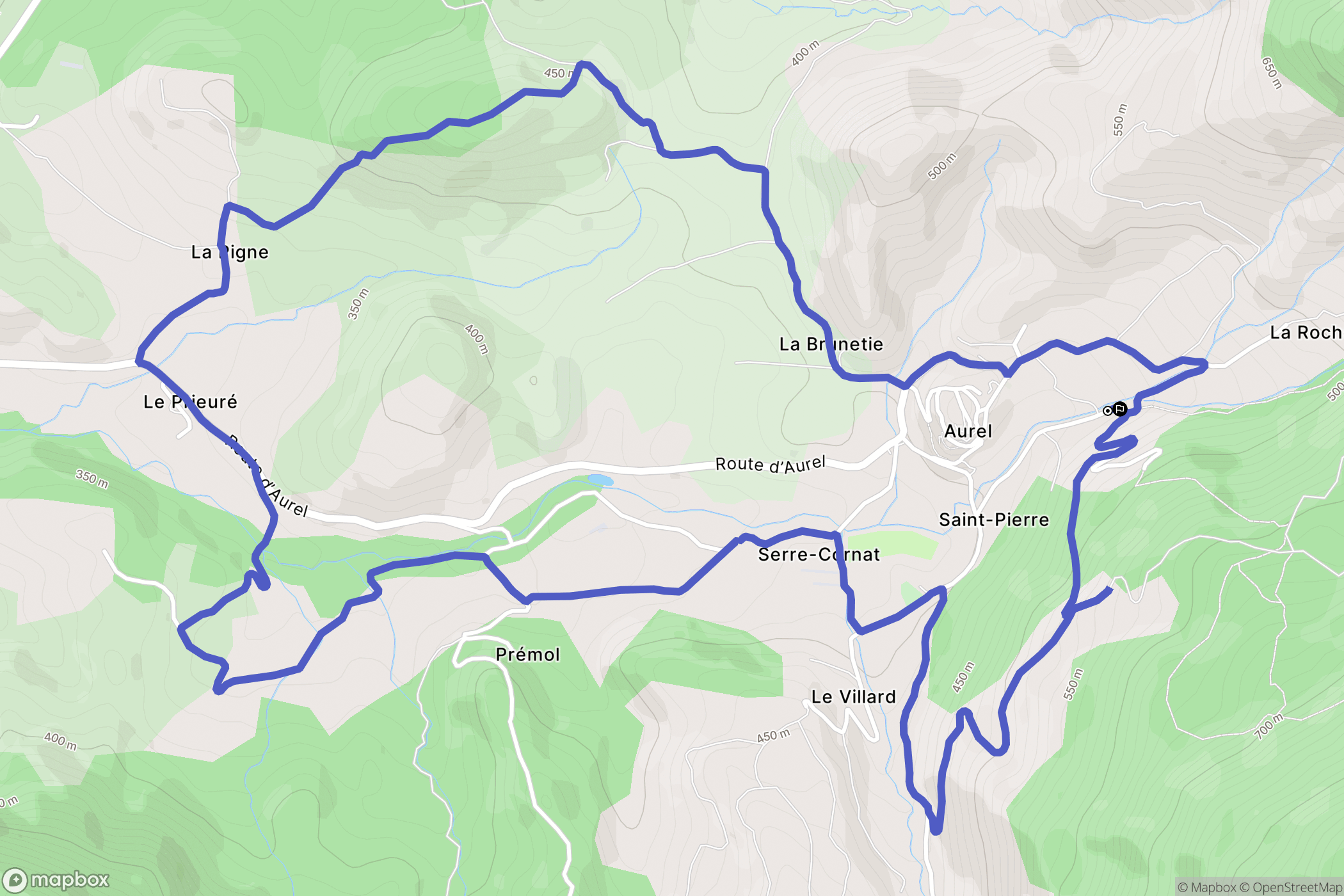 Aurel : carte du parcours de randonnée - France