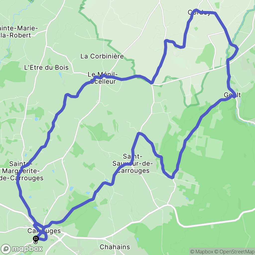 Carrouges : carte du parcours de randonnée - France