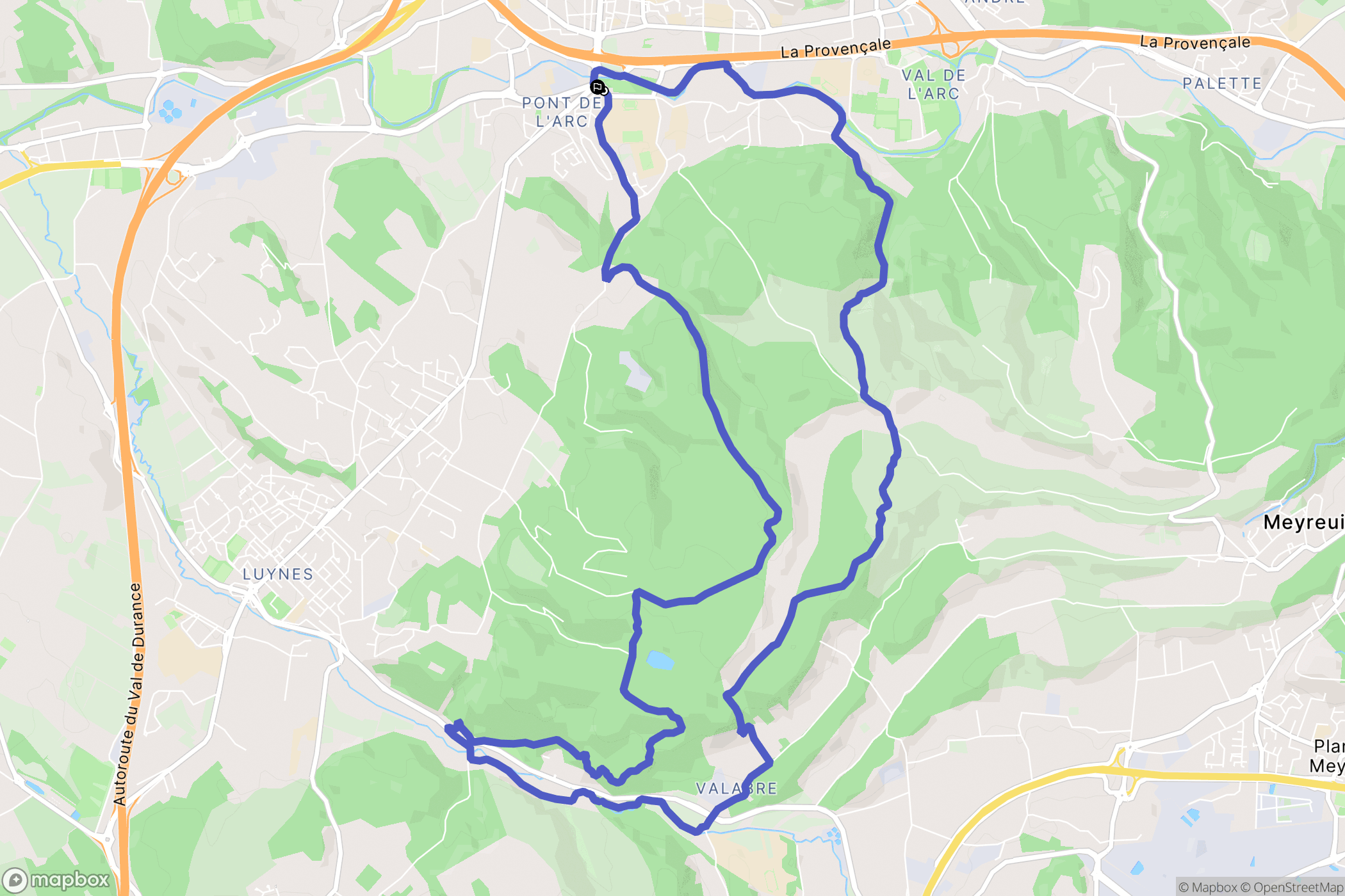 Aix-en-Provence : carte du parcours de randonnée - France