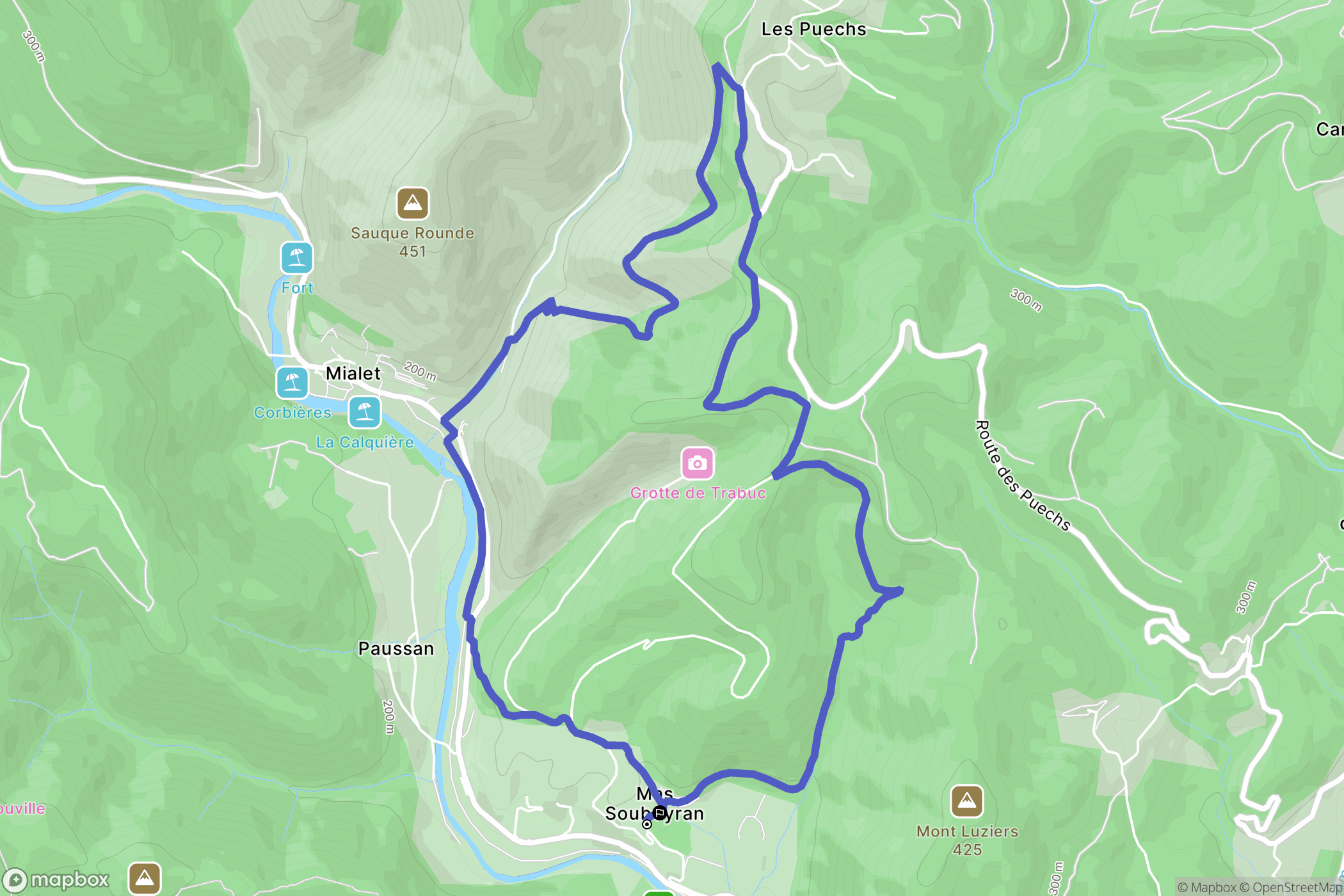 Mialet : carte du parcours de randonnée - France
