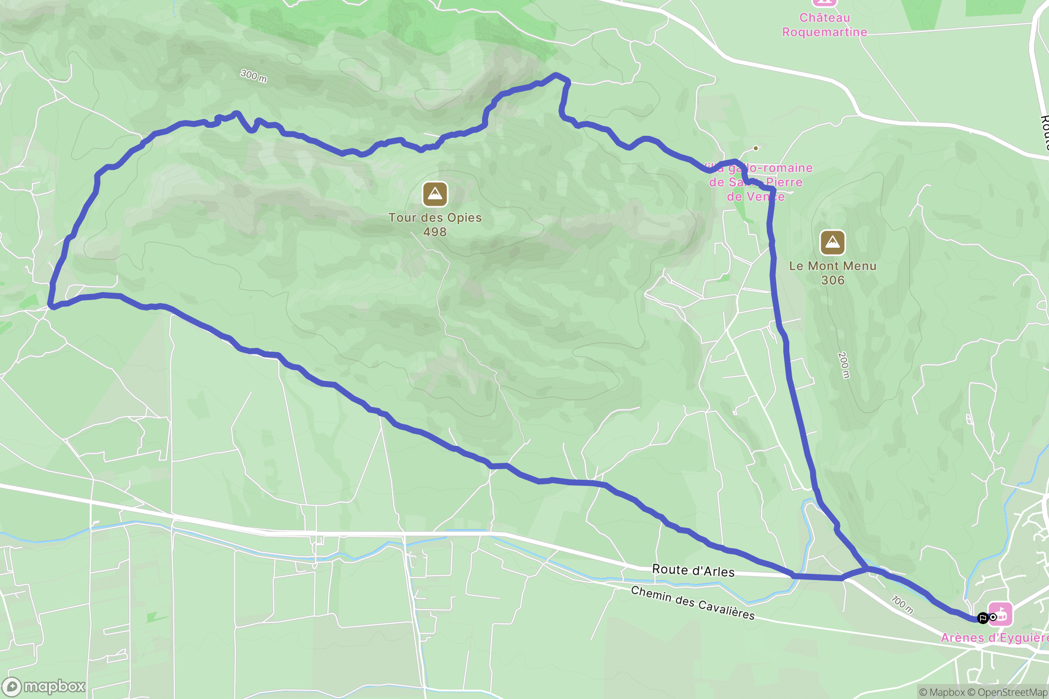 Eyguières : carte du parcours de randonnée - France