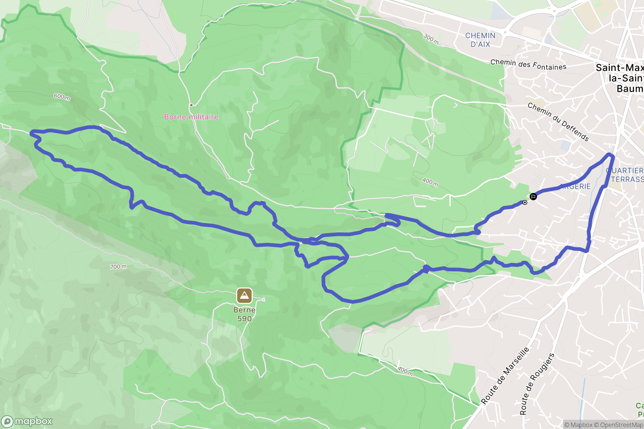 Saint-Maximin-la-Sainte-Baume : carte du parcours de randonnée - France