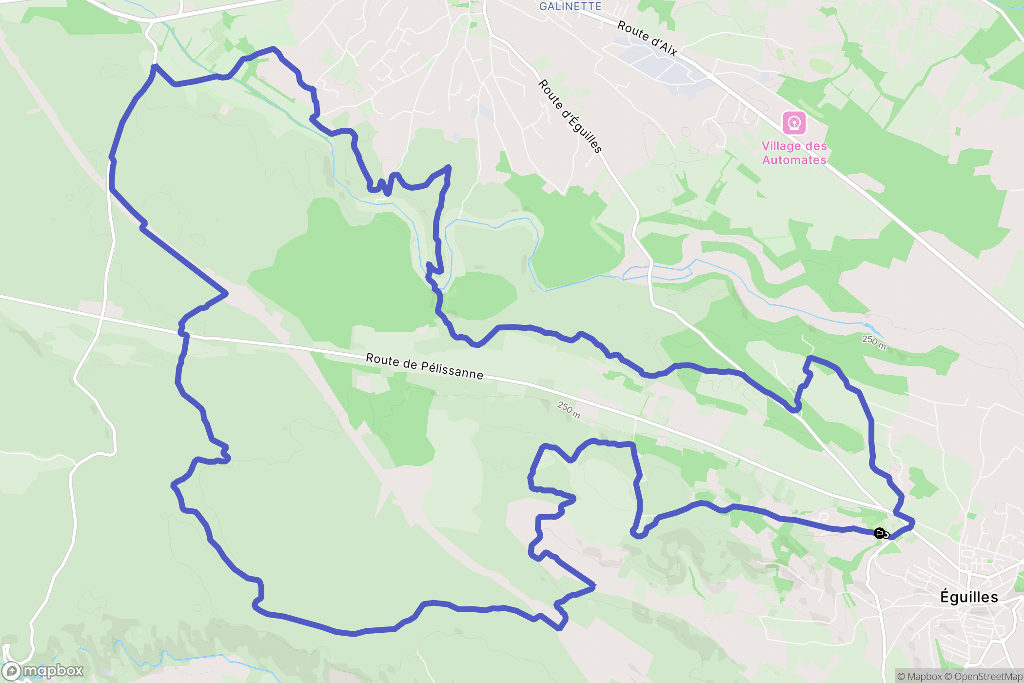 Éguilles : carte du parcours de randonnée - France