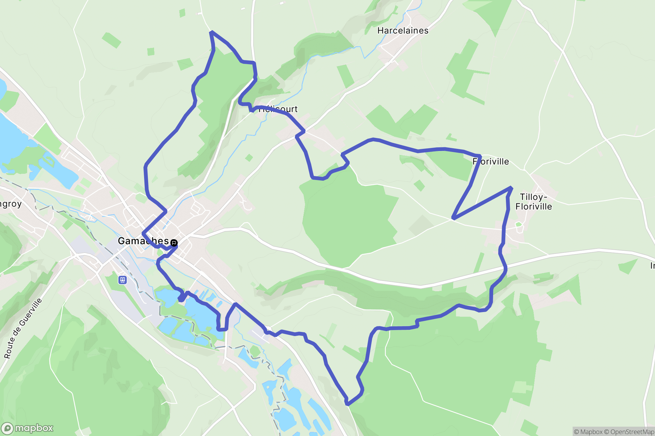 Gamaches : carte du parcours de randonnée - France