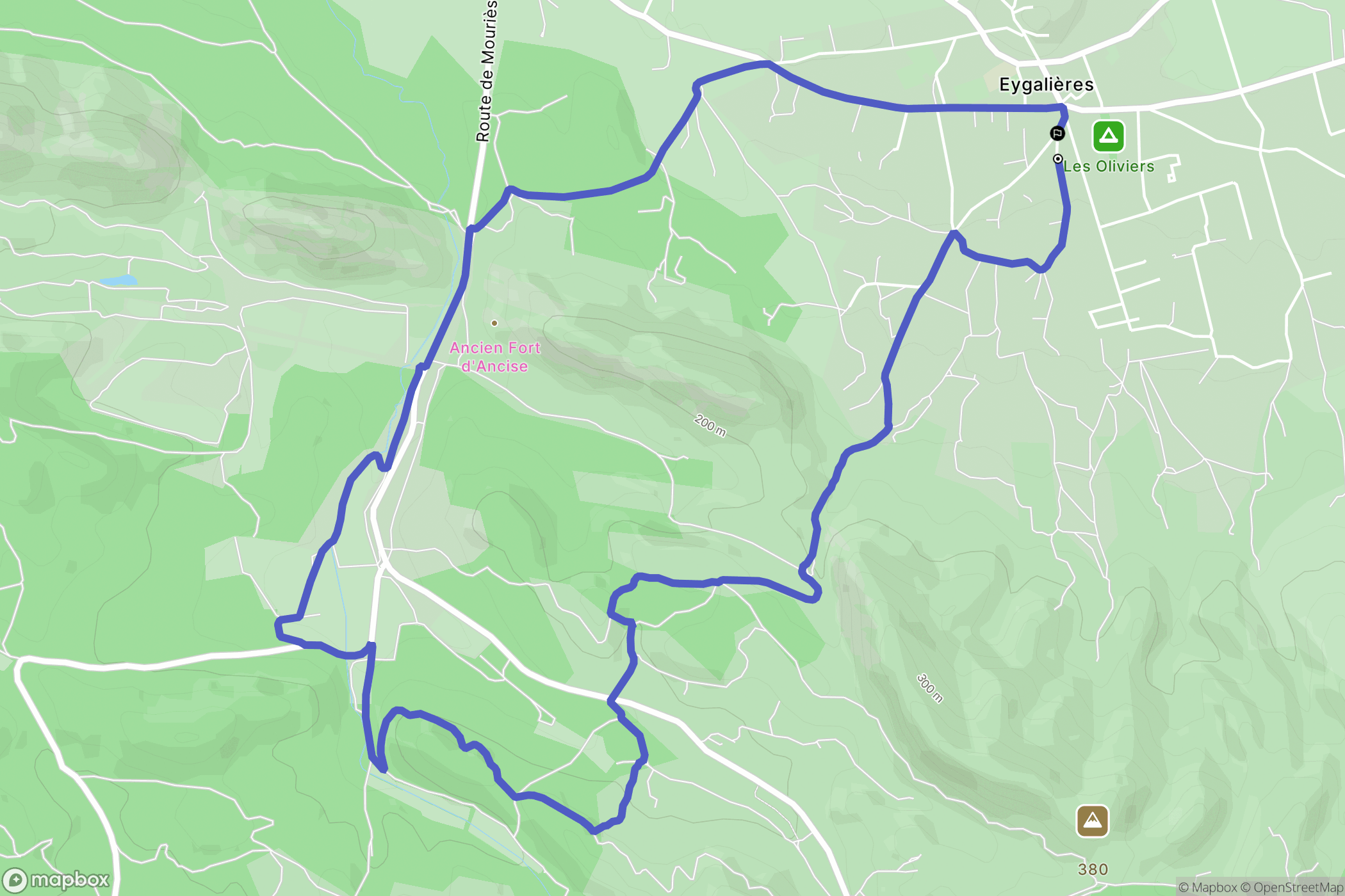 Eygalières : carte du parcours de randonnée - France