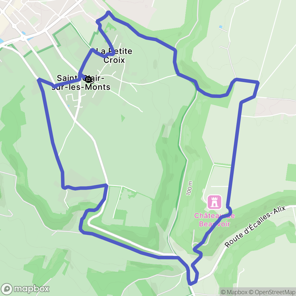 Saint-Clair-sur-les-Monts : carte du parcours de randonnée - France