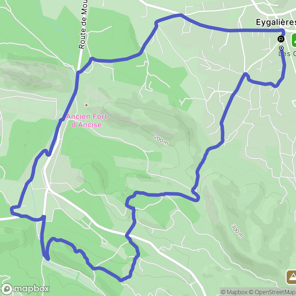 Eygalières : carte du parcours de randonnée - France