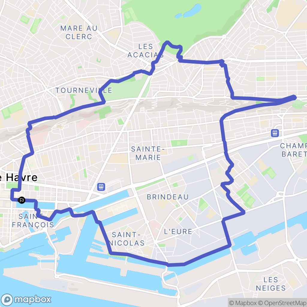 Le Havre : carte du parcours de randonnée - France