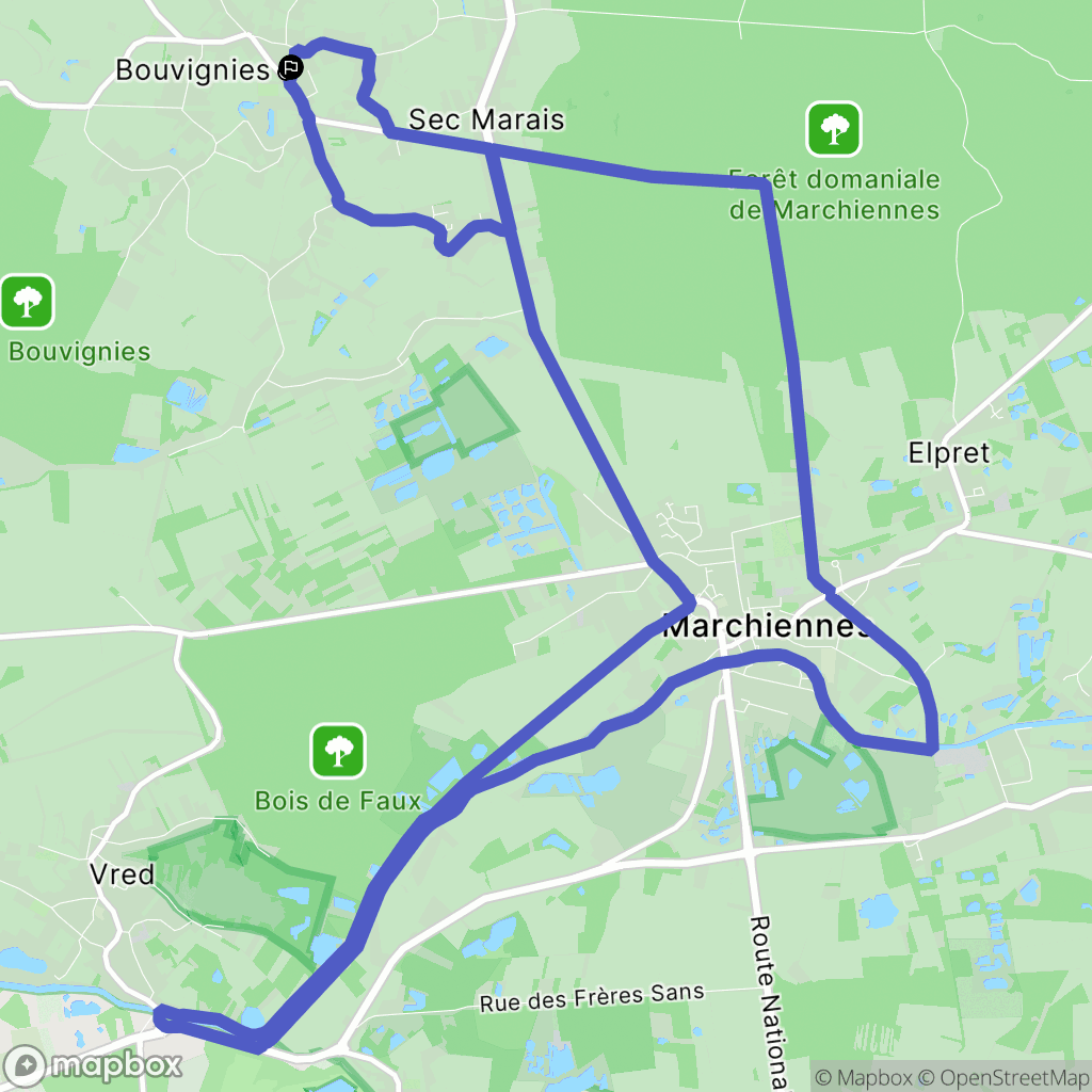 Bouvignies : carte du parcours de randonnée - France