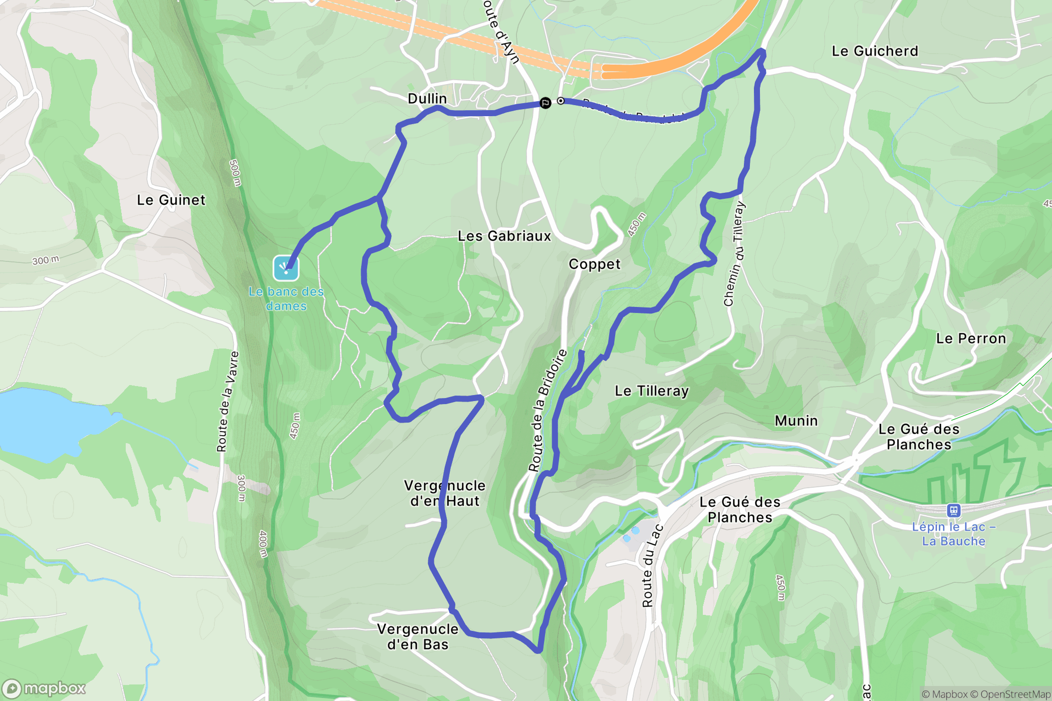 Dullin : carte du parcours de randonnée - France