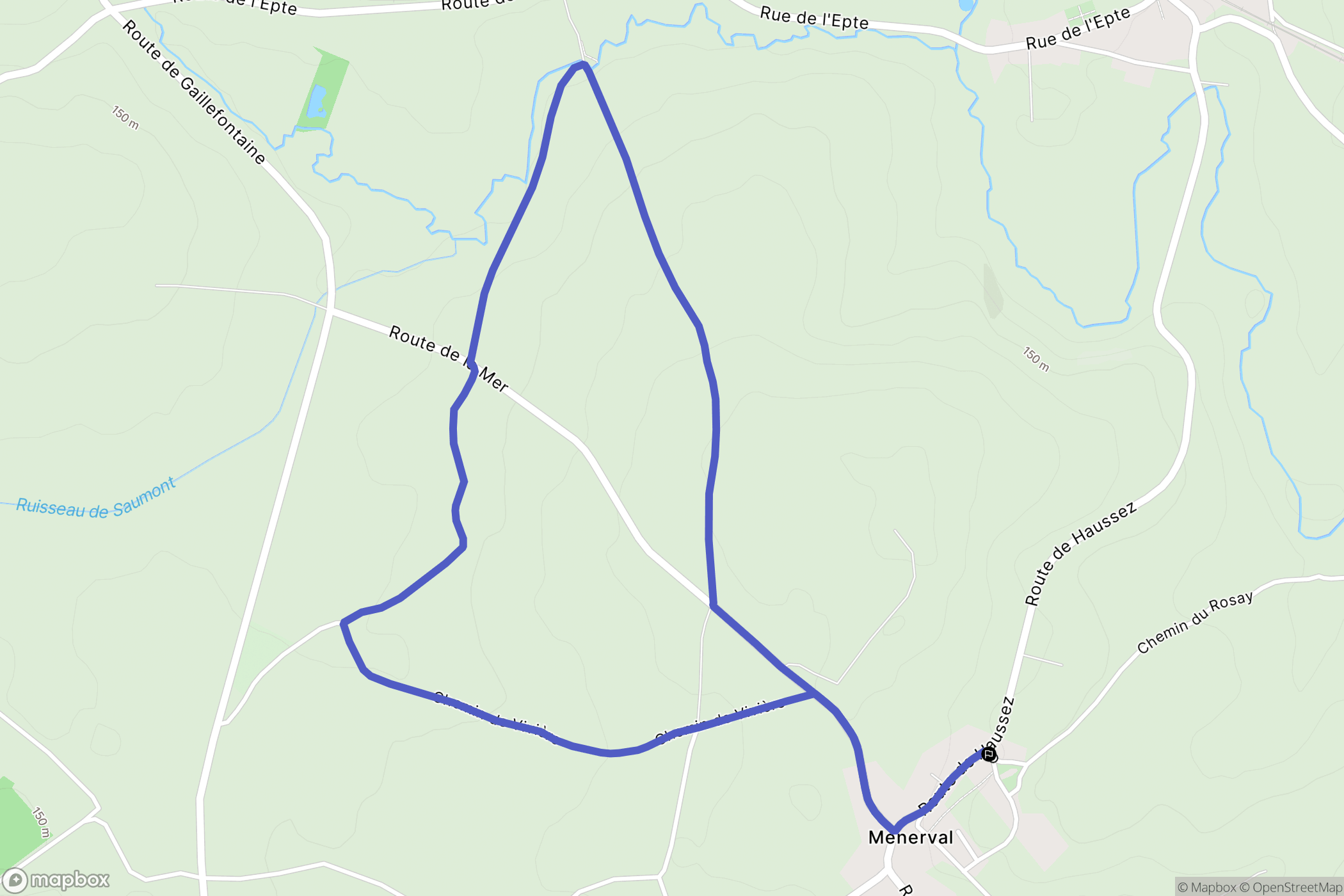 Ménerval : carte du parcours de randonnée - France