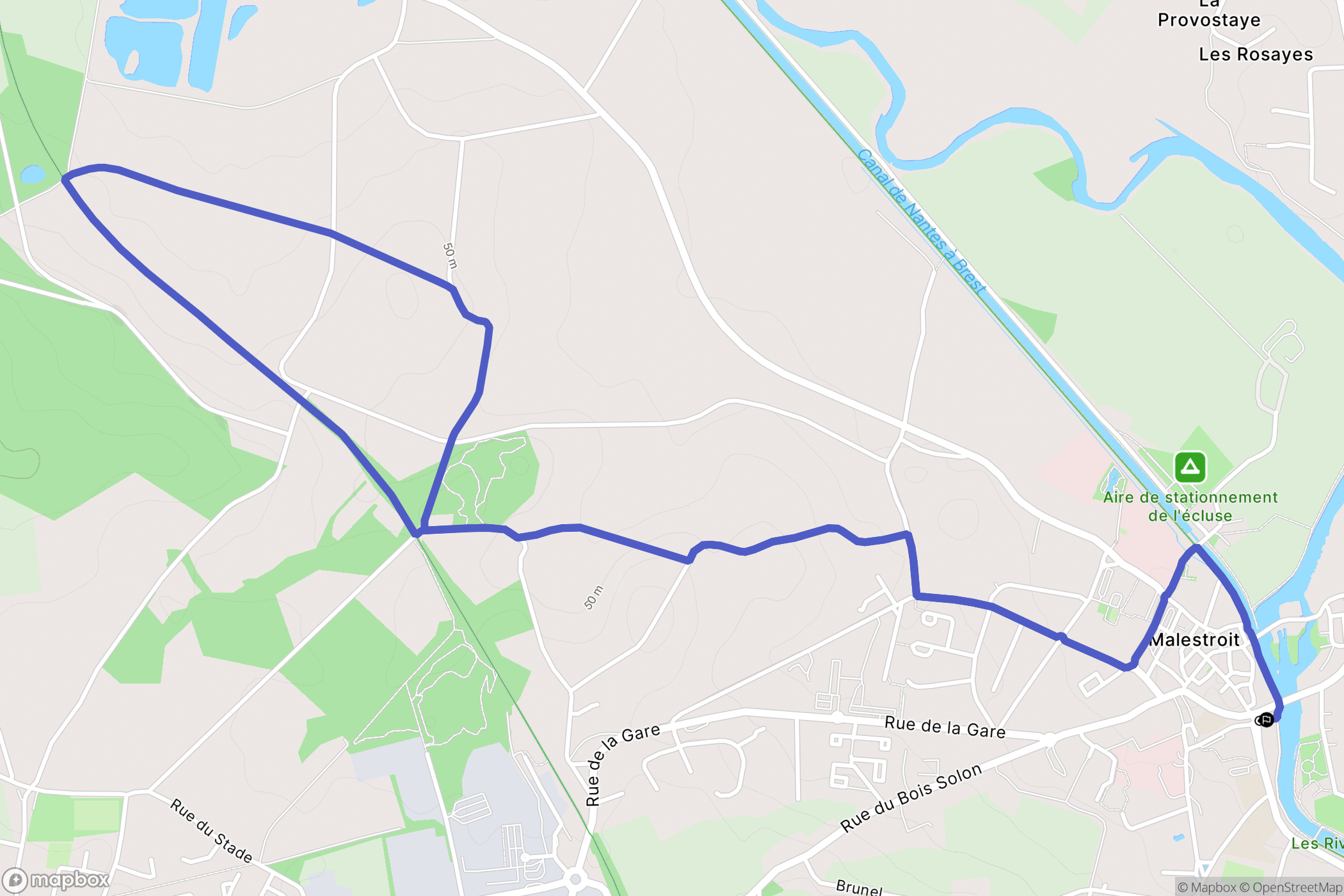Malestroit : carte du parcours de randonnée - France