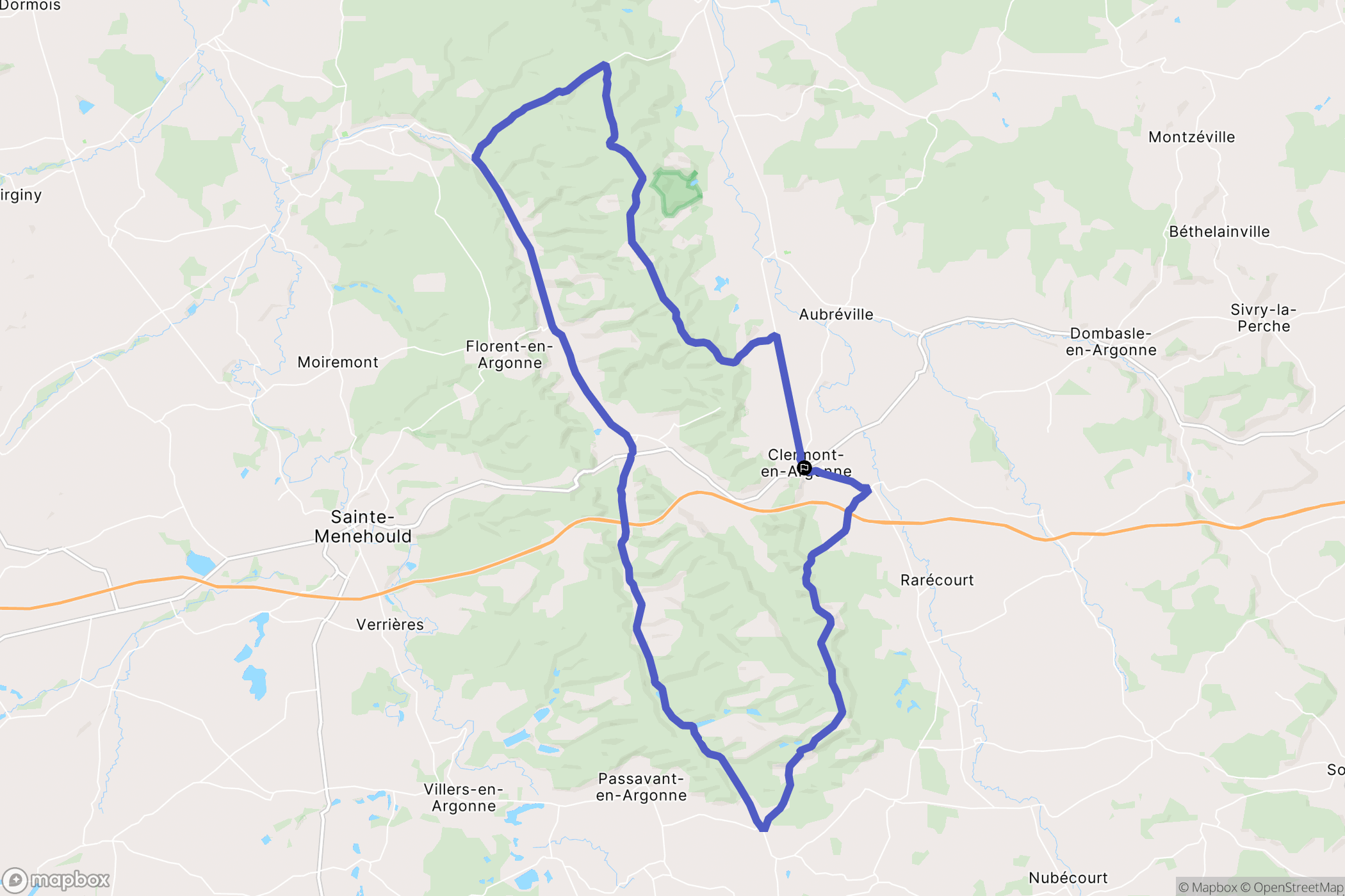 Clermont-en-Argonne : carte du parcours de randonnée - France