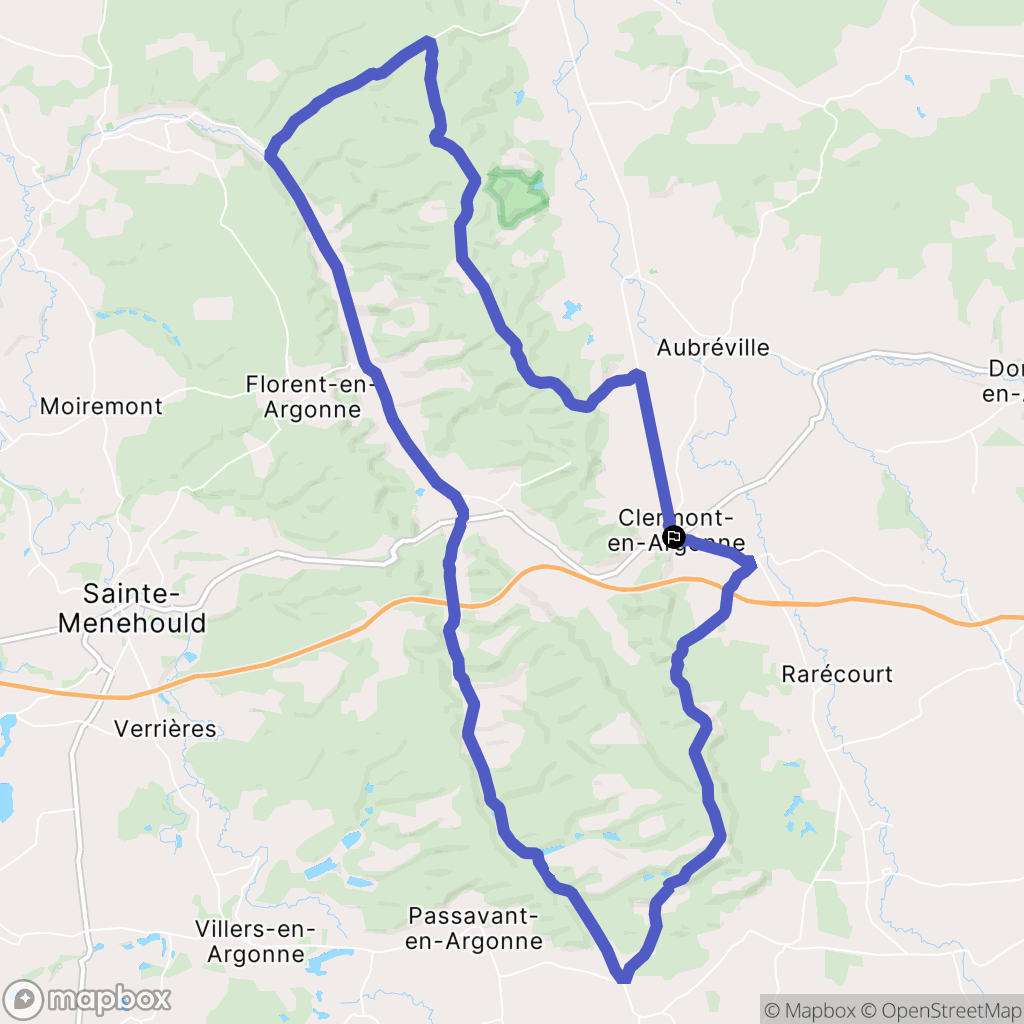 Clermont-en-Argonne : carte du parcours de randonnée - France