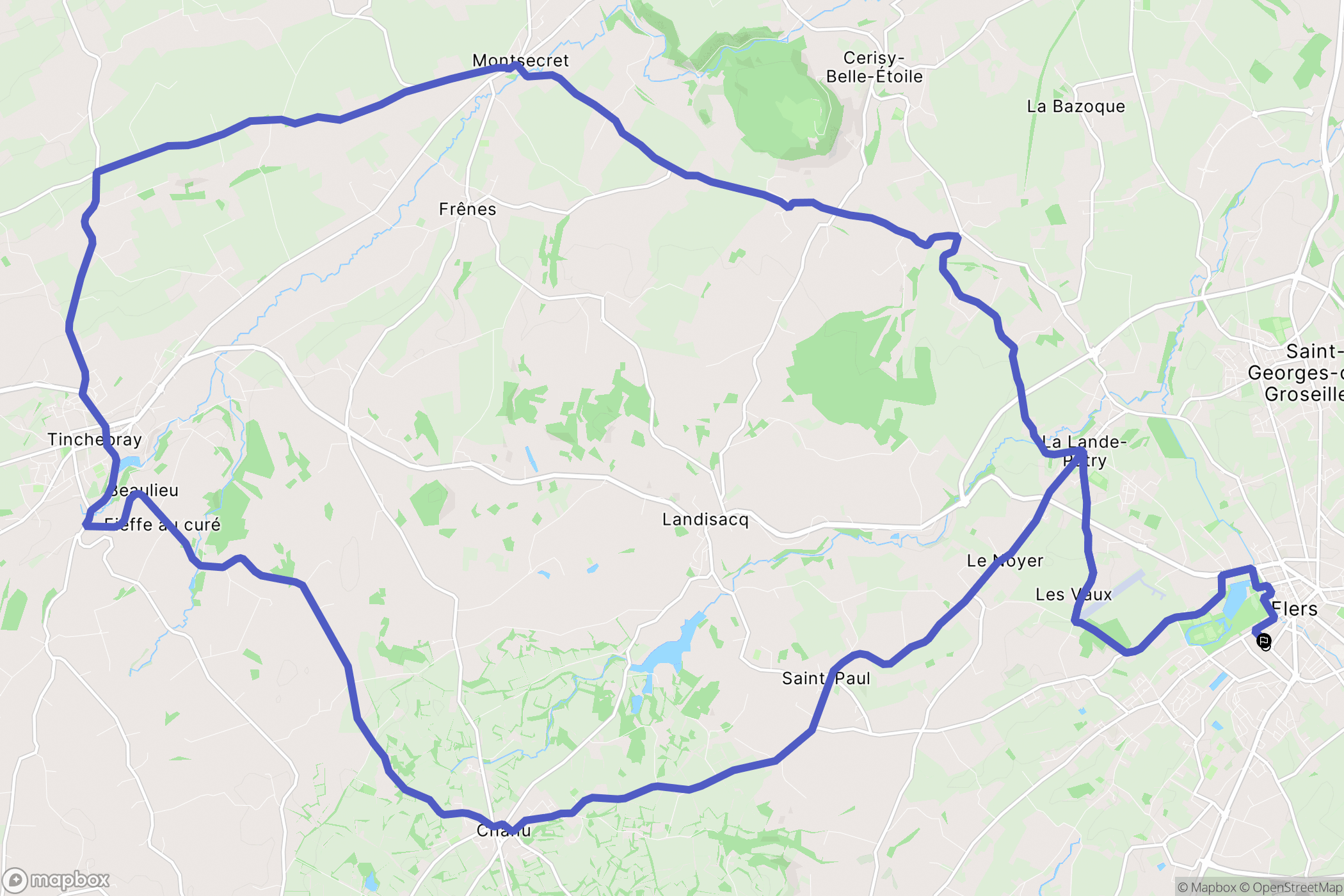 Flers : carte du parcours de randonnée - France