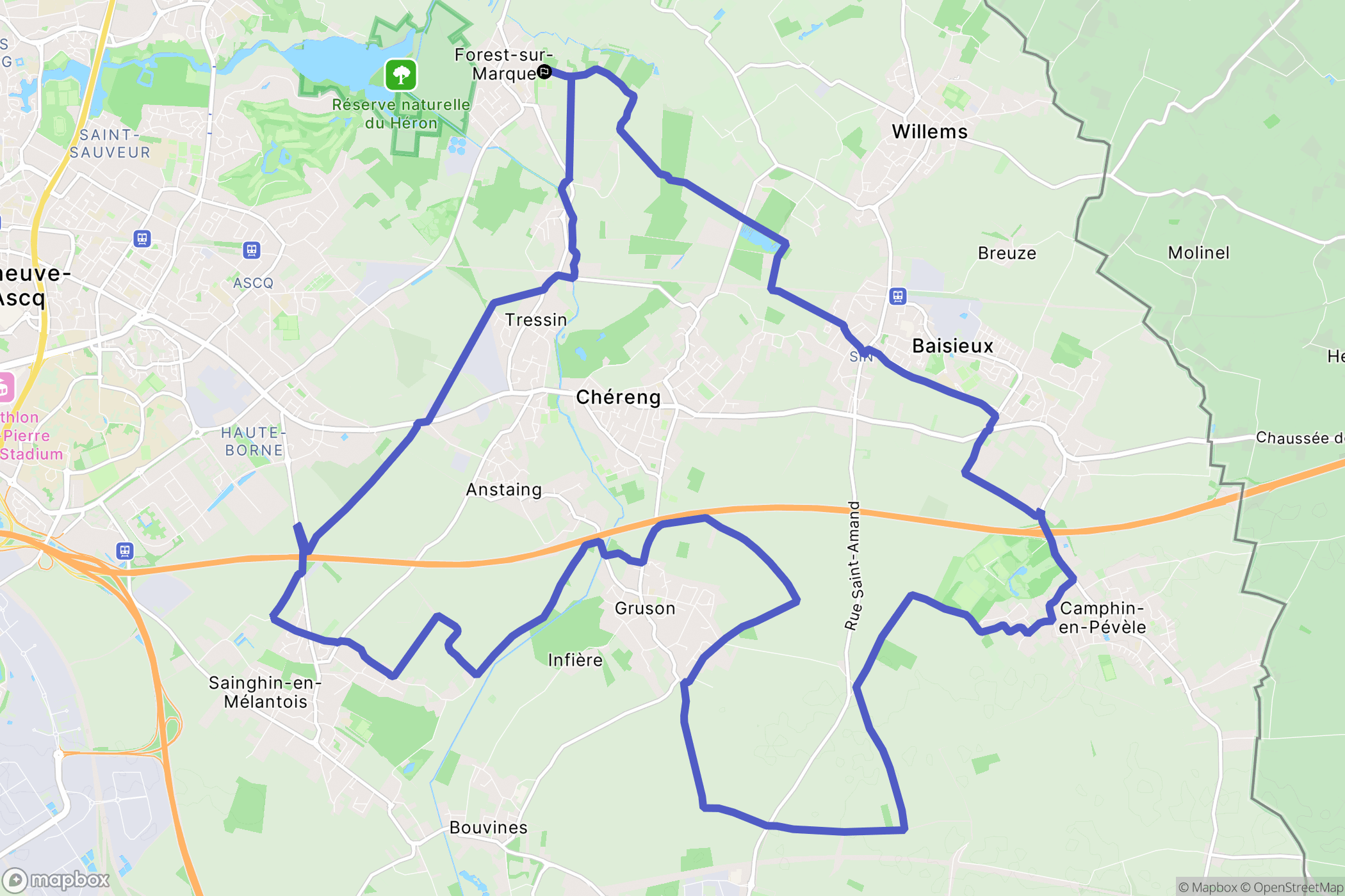 Forest-sur-Marque : carte du parcours de randonnée - France