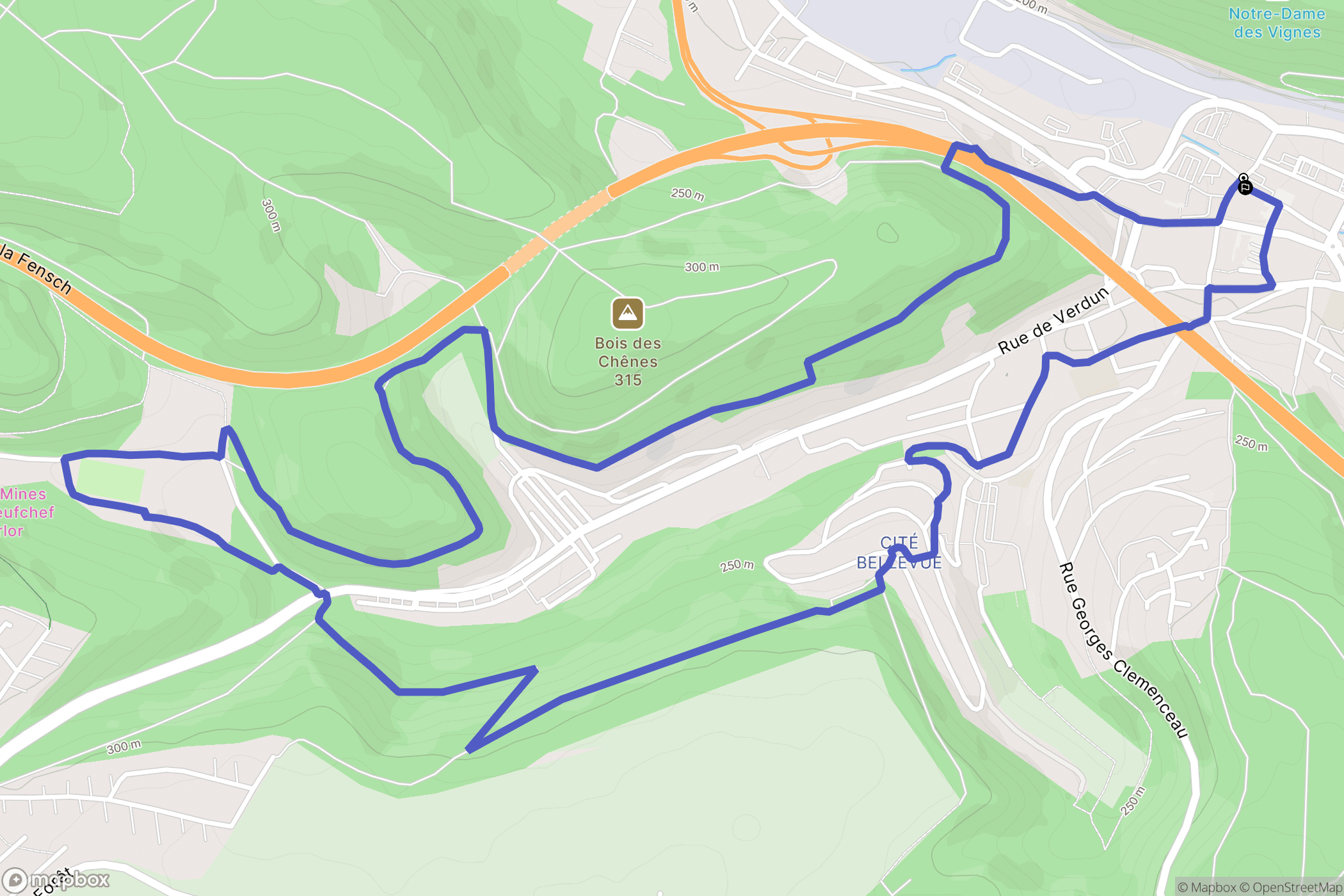 Hayange : carte du parcours de randonnée - France