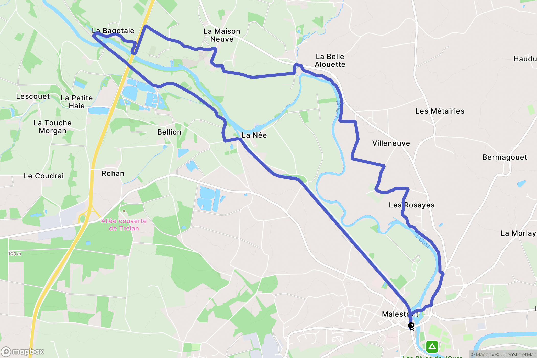 Malestroit : carte du parcours de randonnée - France