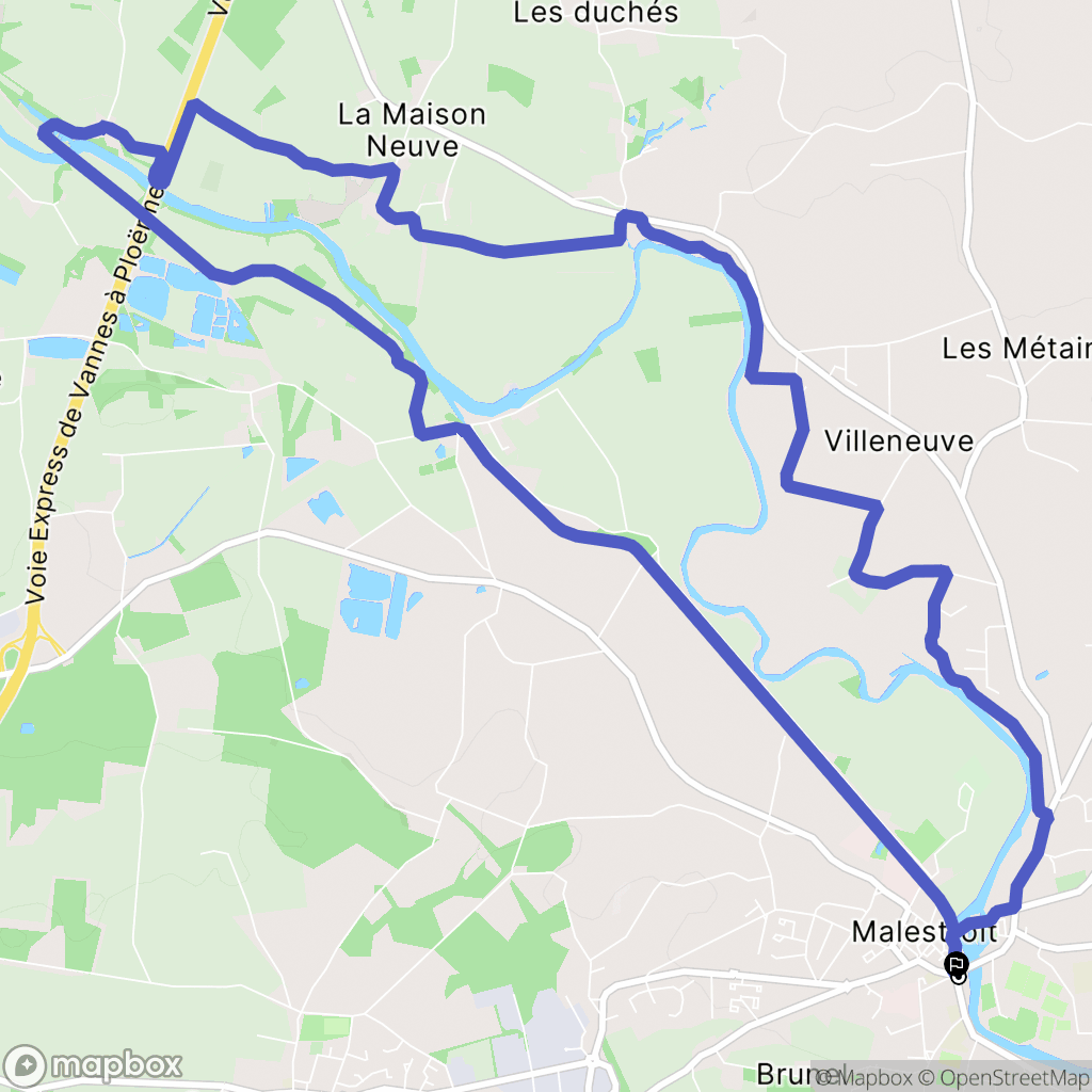 Malestroit : carte du parcours de randonnée - France