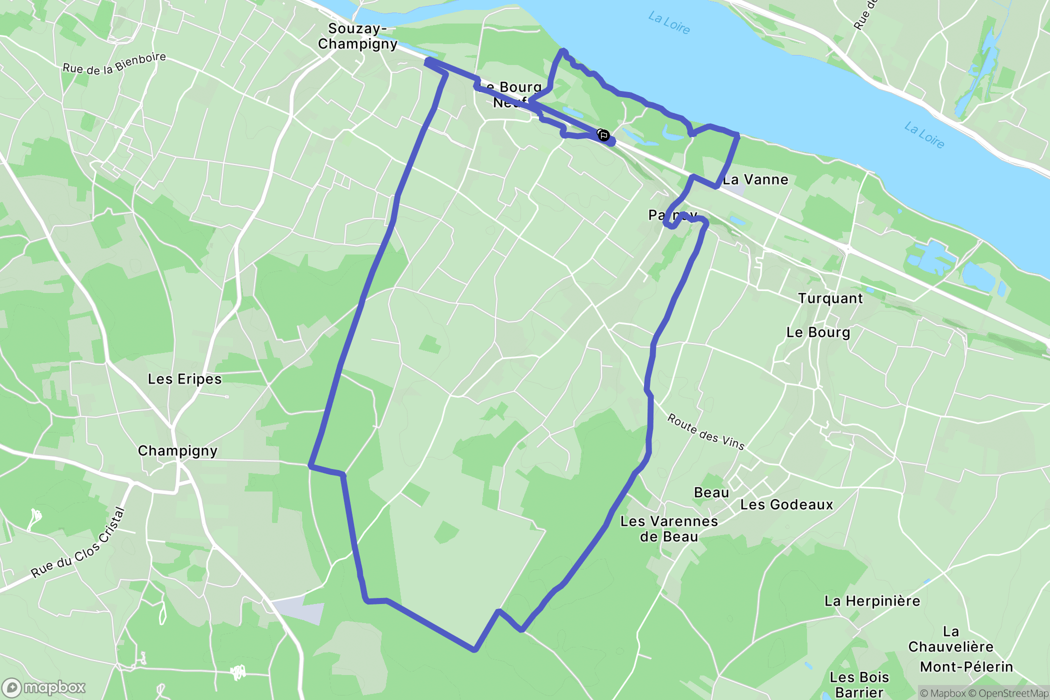 Parnay : carte du parcours de randonnée - France