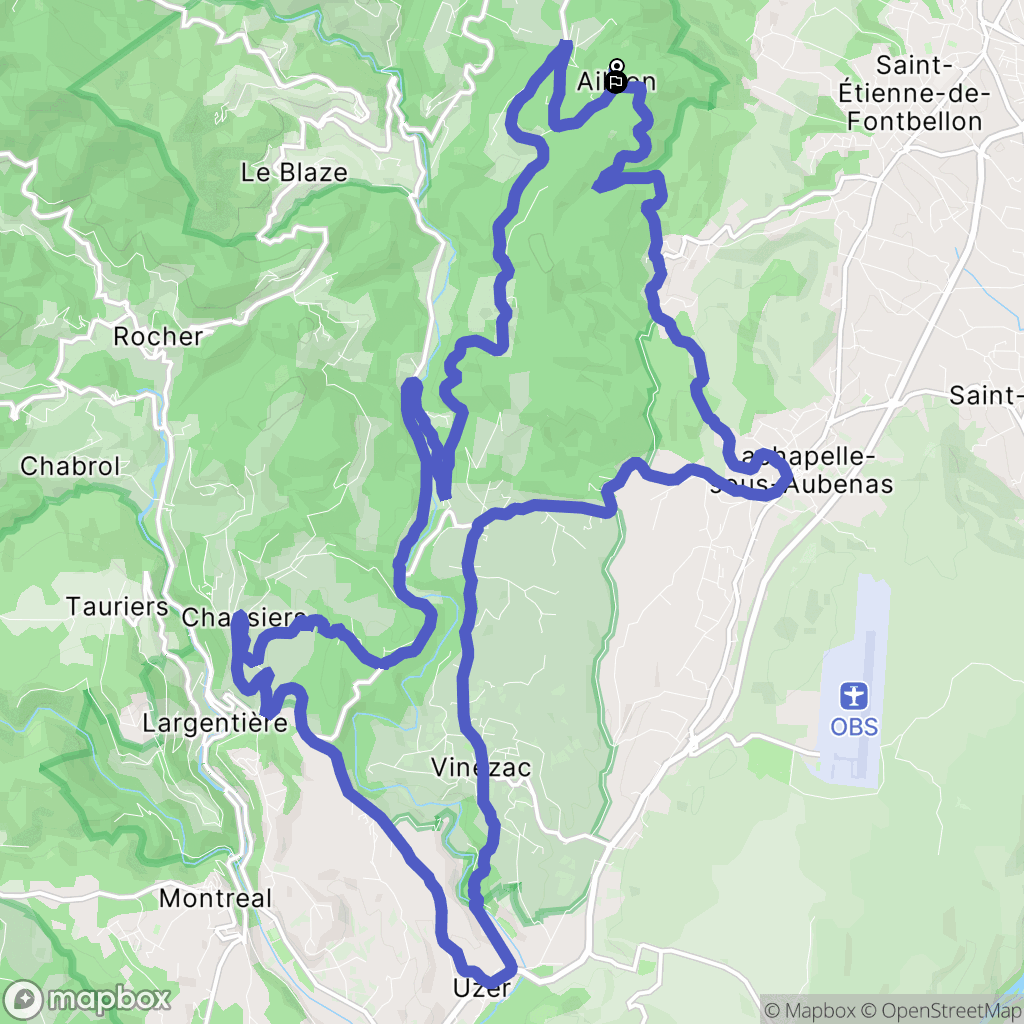 Ailhon : carte du parcours de randonnée - France