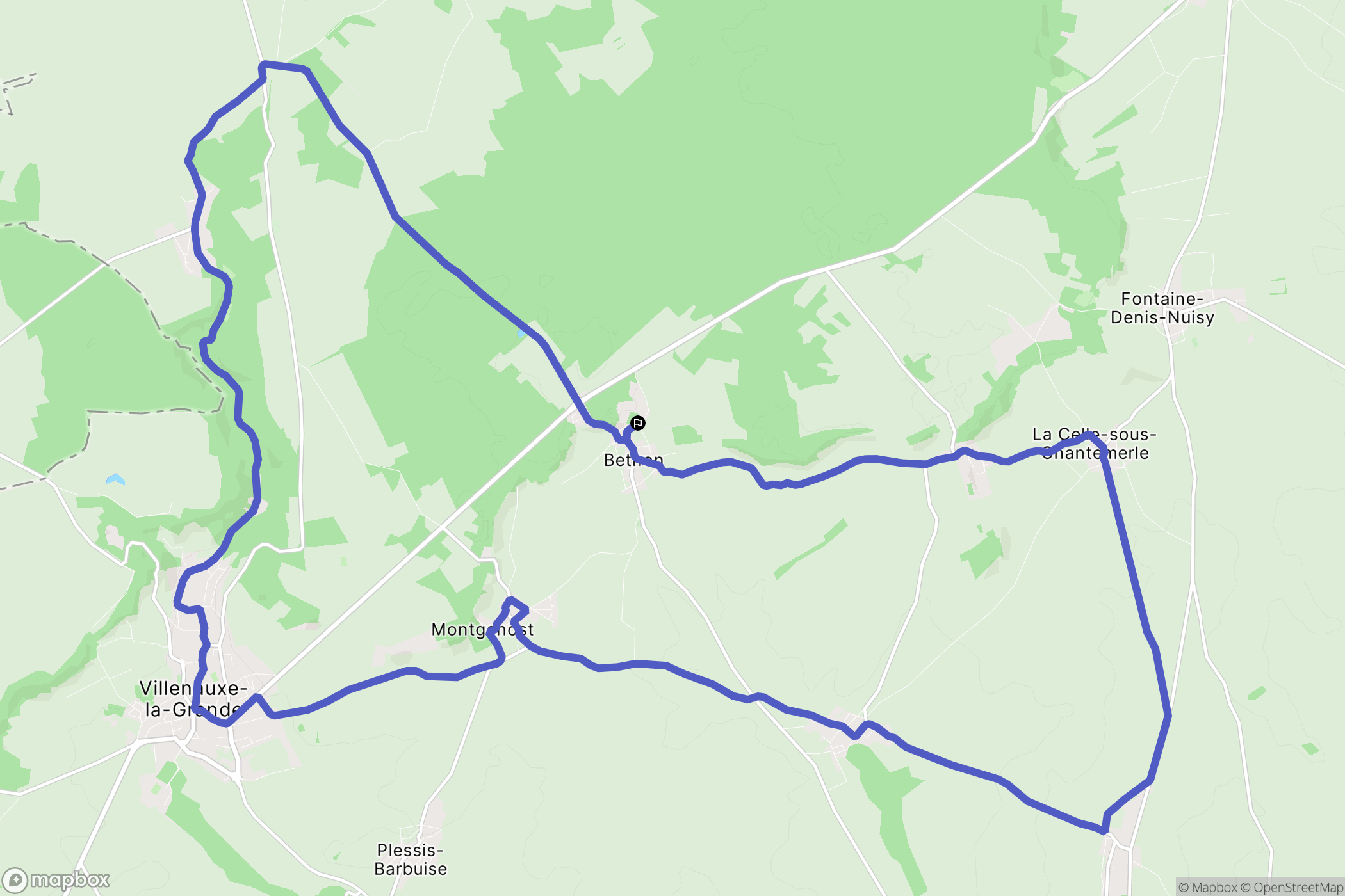 Bethon : carte du parcours de randonnée - France